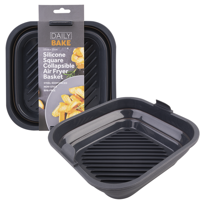 SQUARE COLLAPSIBLE BASKET 22 X 22CM CHARCOAL