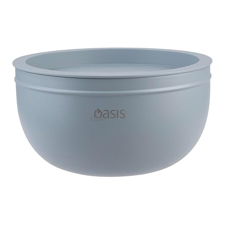 S/S D/WALLSALAD BOWL W/ LID 2.8L HAZY BLUE