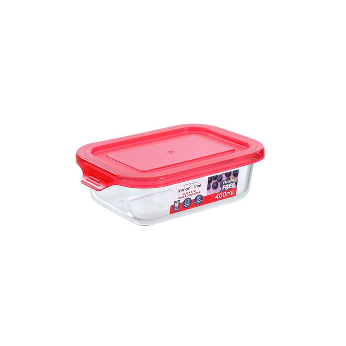 Lemon & Lime YORKSHIRE GLASS RECTANGLE QUICK SEAL CONTAINER 400ML