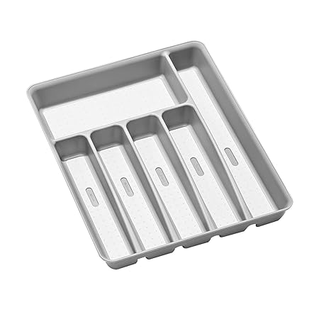 6 COMPARTMENT CUTLERY TRAY 39 X 32.6 X 5CM SOFT GREY