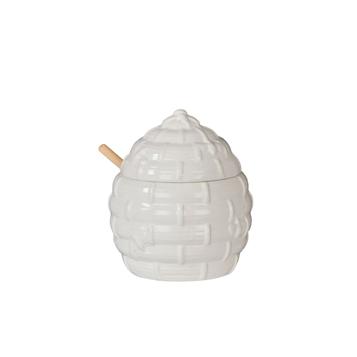Davis & Waddell Wildflower & Hive Honey Jar with Dipper White