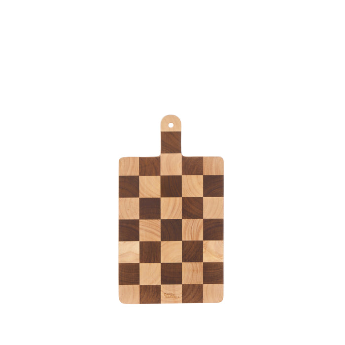 Davis & Waddell Hudson Acacia Wood Checkerboard Serving Board with Handle Natural