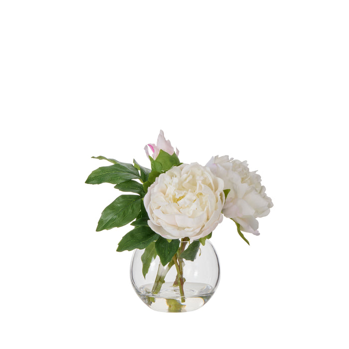 Rogue Peony Real Touch Sphere Vase White & Pink