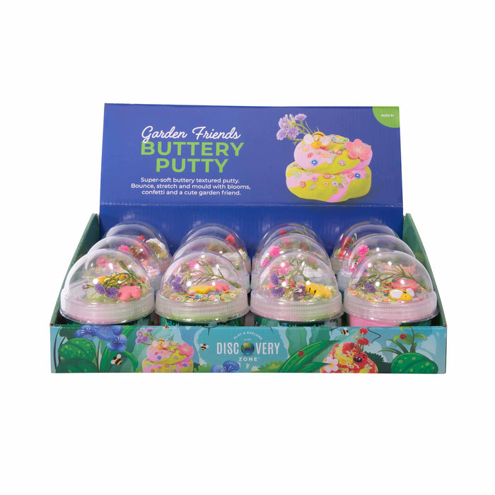 Discovery Zone Buttery Putty - Garden Friends CDU 12pcs/3 Assorted Multi-Coloured