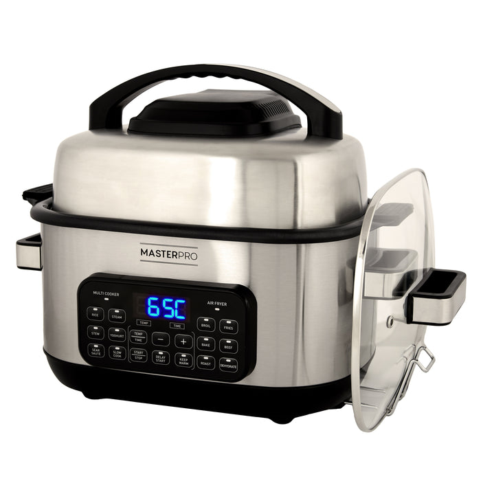 MasterPro 14-in-1 6L Deluxe Multi Cooker & Air Fryer Silver Stainless Steel