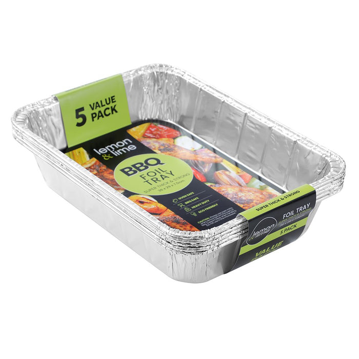 Lemon & Lime DEEP BAKING FOIL TRAY VALUE 5PK 36X29X7.5CM