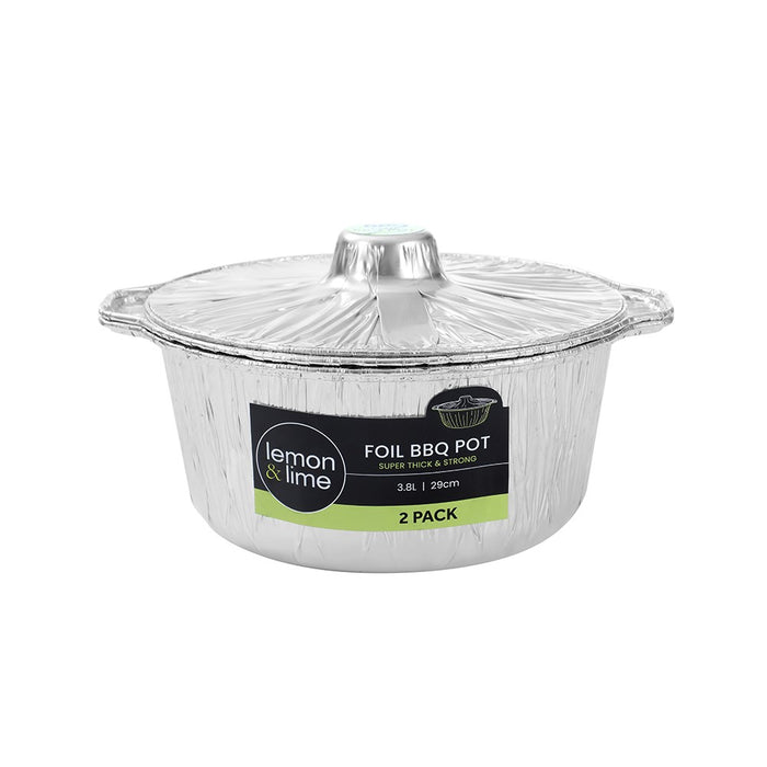 Lemon & Lime FOIL BBQ POT 3.8L 2PK 29CM 29x29x13CM
