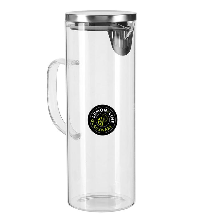 Lemon & Lime GLASS WATER JUG 1.8L WITH STAINLESS STEEL LID