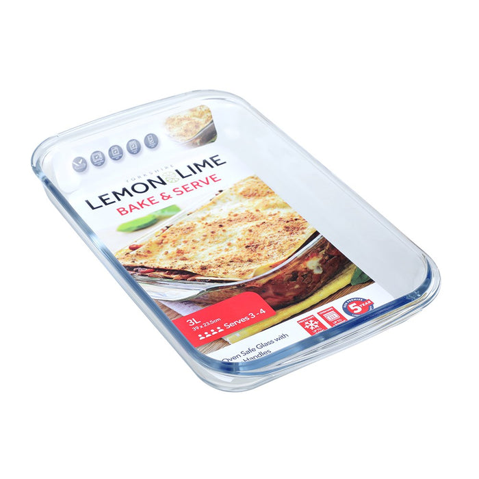 Lemon & Lime YORKSHIRE GLASS BAKEWARE RECTANGLE 3L 39X23.5X5CM