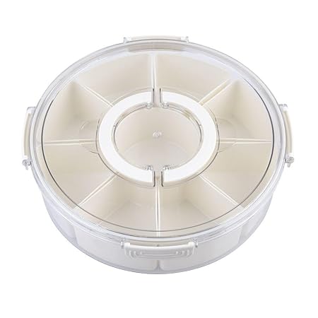 ROUND 9 COMPARTMENT GRAZING BOX W/CARRY HANDLES CREAM