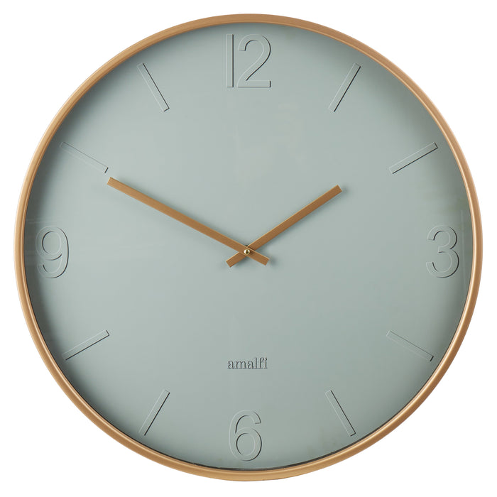 Amalfi Modern Green Wall Clock Pale Green & Gold