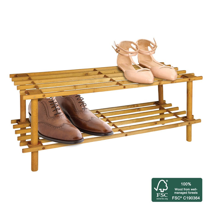 Boxsweden Shoe Rack 2 Tier 74X26X30Cm Wooden *Fsc100% Scs-Coc-009941
