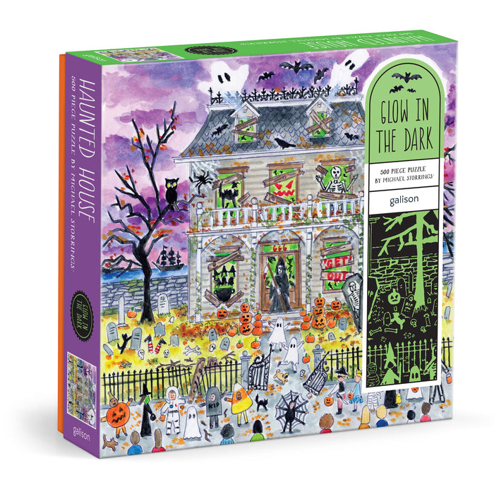 Galison Michael Storrings Haunted House Glow Puzzle 500pcs Multi