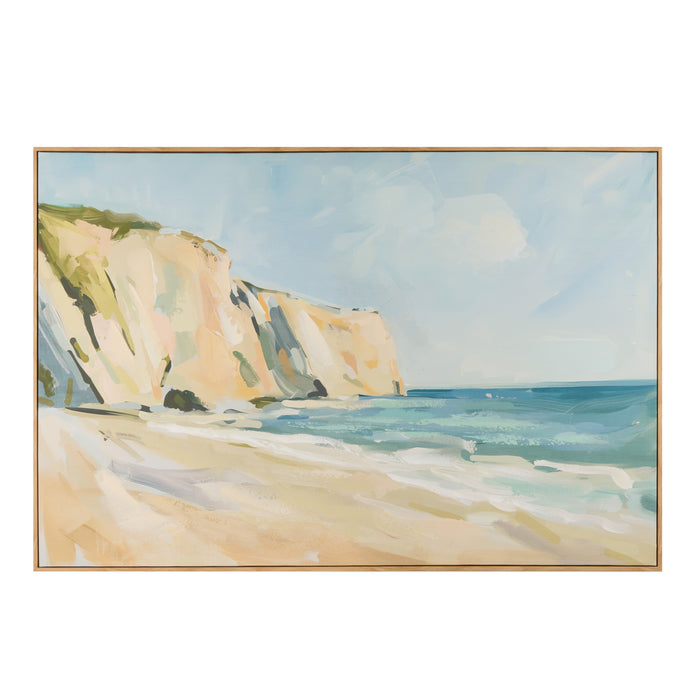 Amalfi Carmel Hand Painted Wall Art Blue & Natural
