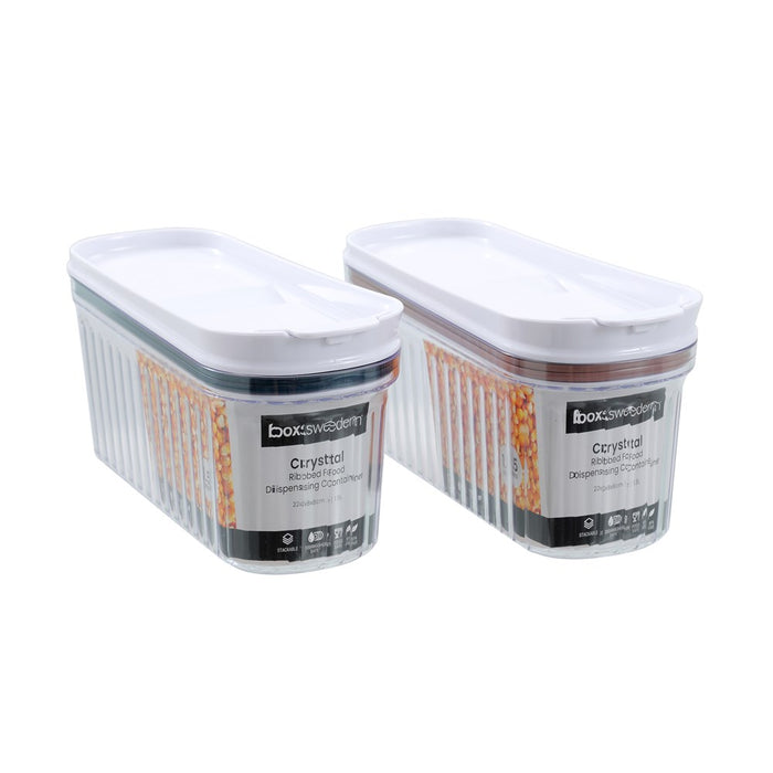 Lemon & Lime CRYSTAL RIBBED FOOD DISPENSING CONTAINER 1.5L 26X10X12.9CM