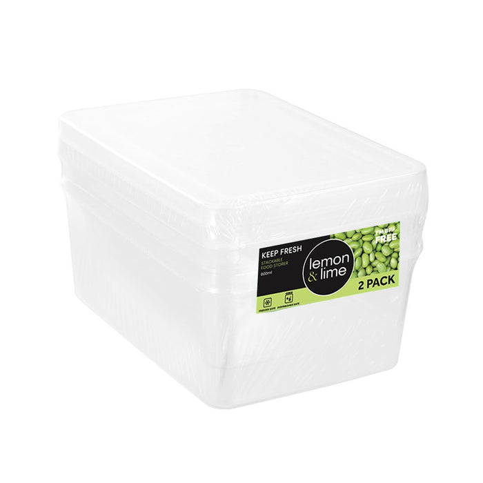 Lemon & Lime KEEP FRESH FOOD CONTAINER 2PK 900ML 11.5X16X7CM
