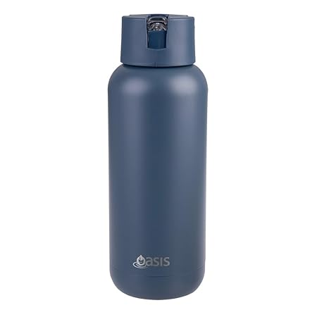CERAMIC LINED S/S T/WALL INS. DRINK BOTTLE 1L INDIGO