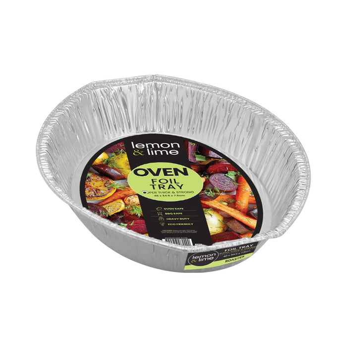 Lemon & Lime FOIL OVAL TRAY LARGE 46X34.5X7.5CM SHELF READY PDQ
