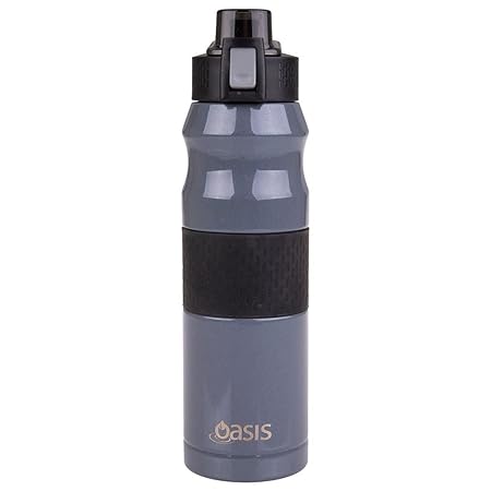 S/S D/WALL INS. FLIP-TOP SPORTS BOTTLE 600ML CHARCOAL GREY