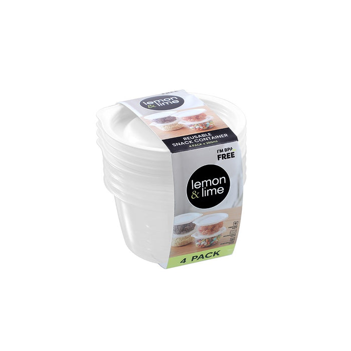 Lemon & Lime REUSABLE LUNCH CONTAINER ROUND 4PK 280ML