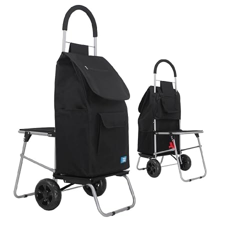 Handy Trolley with Seat - Black