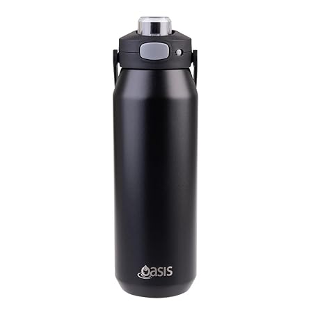 CERAMIC LINED S/S T/WALL INS. BOTTLE W/QUICK RELEASE 1L BLACK
