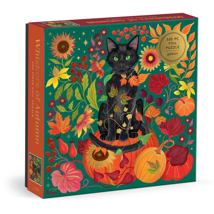 Galison Whiskers of Autumn Foil Puzzle - 500pc Multi-Coloured