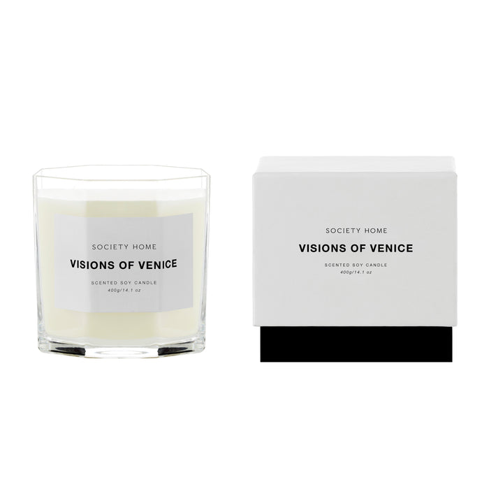 Society Home Visions of Venice Scented Soy Candle 400g White