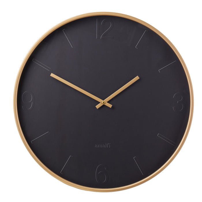 Amalfi Modern Black Wall Clock Jet Black & Gold