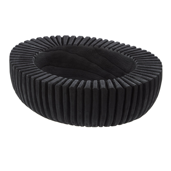 Amalfi Picton Ribbed Timber Bowl Black