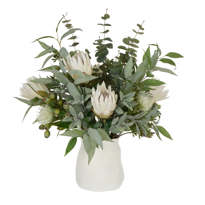 Rogue Australis Protea Eucalyptus Mix - Maliah Pot White
