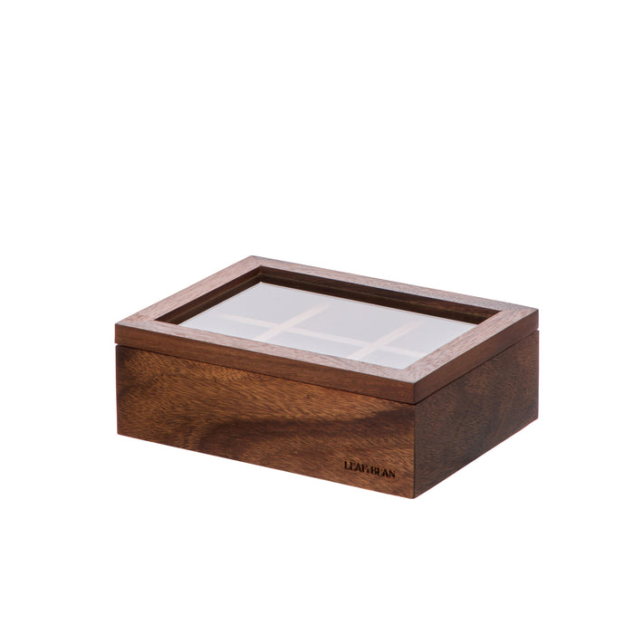 Leaf & Bean Byron Acacia Tea Box 6 Compartment Natural