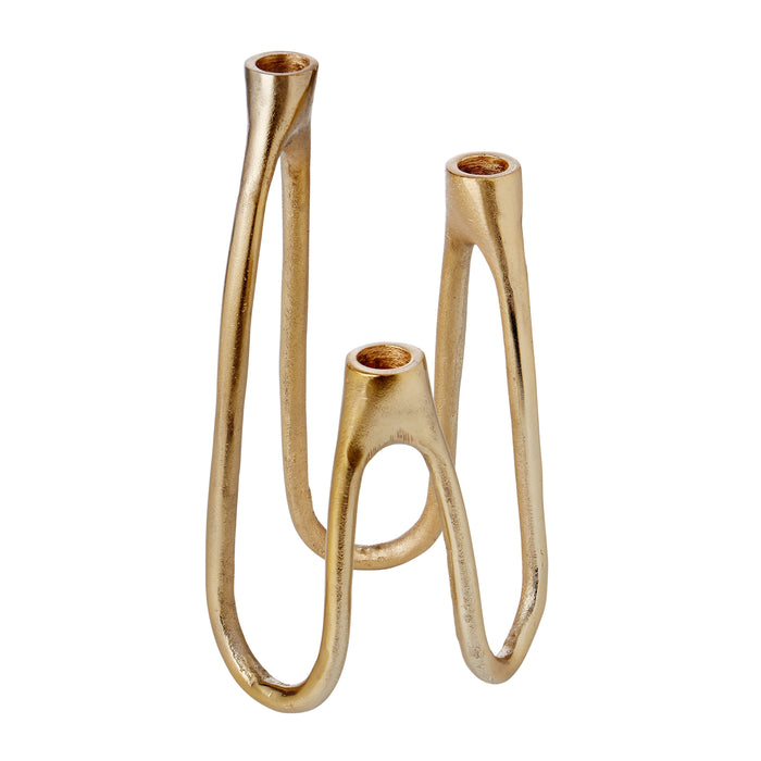 Amalfi Metal Three Tiered Candleholder Gold
