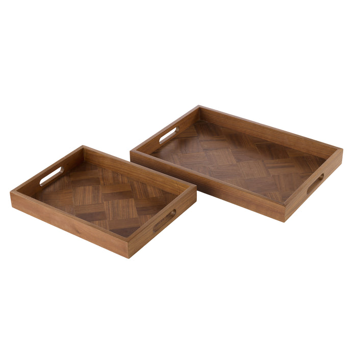 Academy Aldus Ash Wood Veneer Tray 2pcs Set Natural