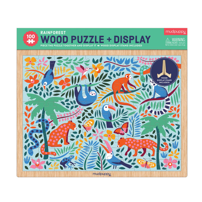 Mudpuppy Rainforest Wood Puzzle + Display - 100pc Multi-Coloured
