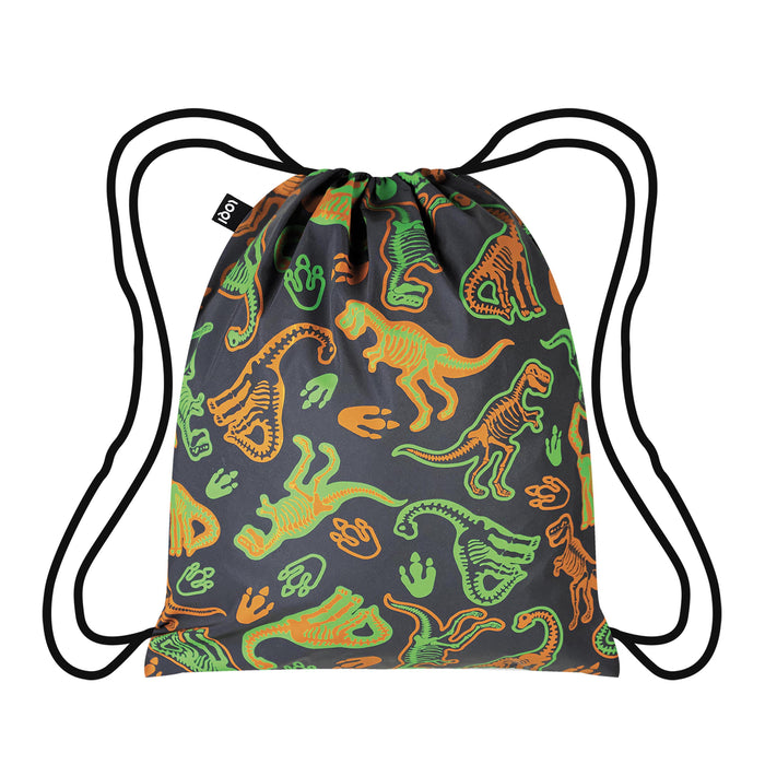 LOQI Kids Dinosaur Skeleton Reflective Mini Backpack Multi-Coloured