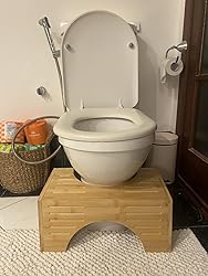 Premium Bamboo Toilet Stool – Foldable Toilet Step for Adults & Kids | Non-Slip, Ergonomic Bathroom Footstool for Improved Bowel Health & Posture | Eco-Friendly & Compact Design