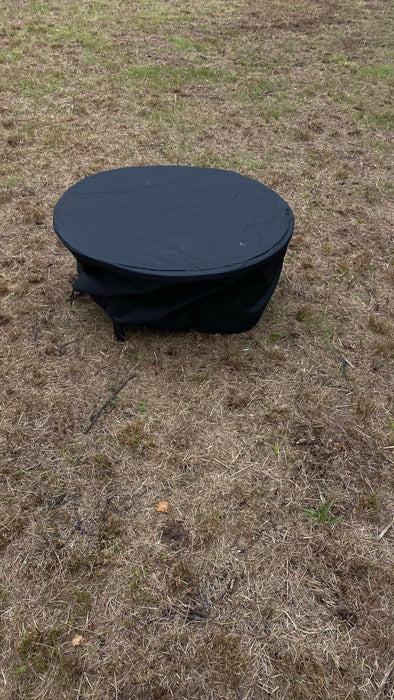 OutVue 91cm Fire Pit with 2 Grills, Wood Burning Fire Pits for Outside with Lid, Poker and Round Waterproof Cover, BBQ& Outdoor Firepit & Round Metal Table 3 in 1 for Patio, Picnic, Party