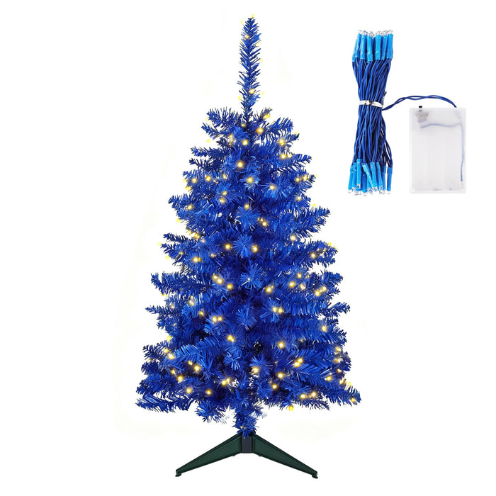 JPM Mini 3FT Artificial Christmas Tree for Tabletop, 50 LED Lights, 164 Branch Tips, Foldable Metal Base & Easy Assembly, Holiday Decor for Home, Office, Apartment