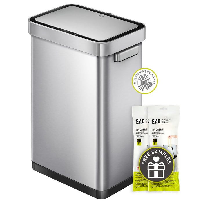 EKO - 45L Deluxe Mirage Trash Can, Auto Open and Close, Silver 10.2 gal. (45L), Stainless  Steel Lid Included