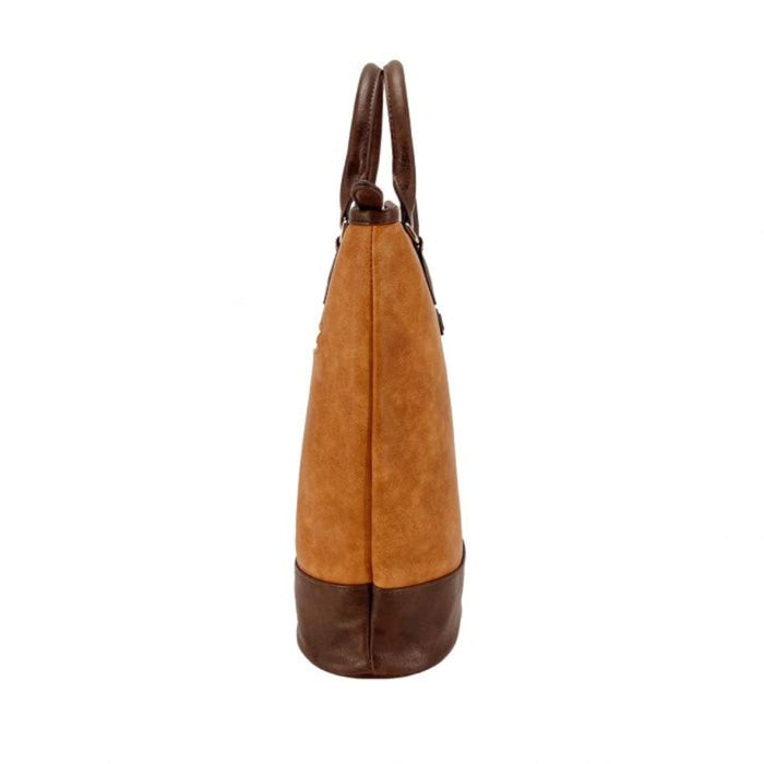 INS. TWO BOTTLE WINE TOTE - FAUX LEATHER TAN