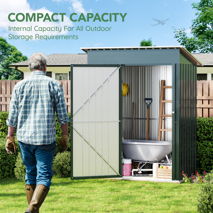 Wall Board 5x3 ft Metal Shed (Sliding Door), Galvanized Iron Color Steel - Height of Wall 170cm