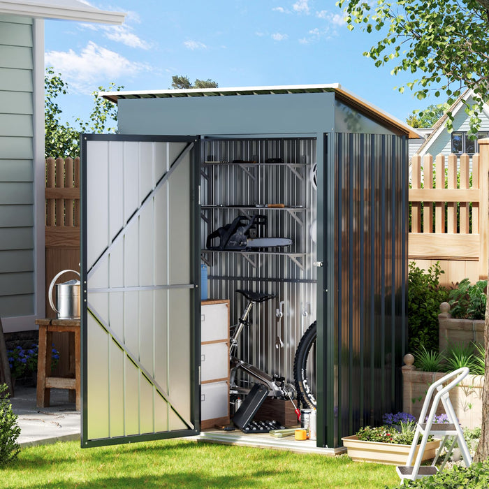 Wall Board 5x3 ft Metal Shed (Sliding Door), Galvanized Iron Color Steel - Height of Wall 170cm