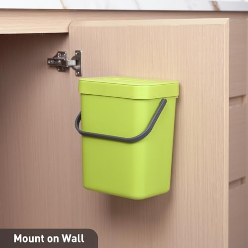 EKO Puro Mini Wall-Mounted Kitchen Trash Can with Lid, Food Waste Caddy, 5L