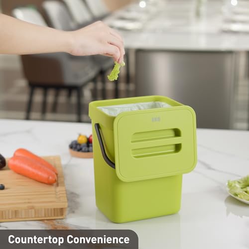 EKO Puro Mini Wall-Mounted Kitchen Trash Can with Lid, Food Waste Caddy, 5L