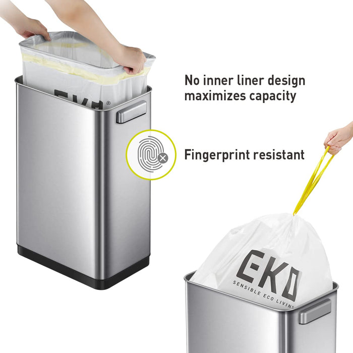 EKO - 45L Deluxe Mirage Trash Can, Auto Open and Close, Silver 10.2 gal. (45L), Stainless  Steel Lid Included