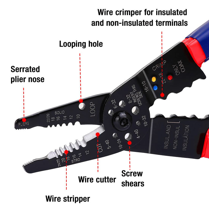 Workpro 200mm Long Nose Multi-Purpose Wire Stripper WP291003