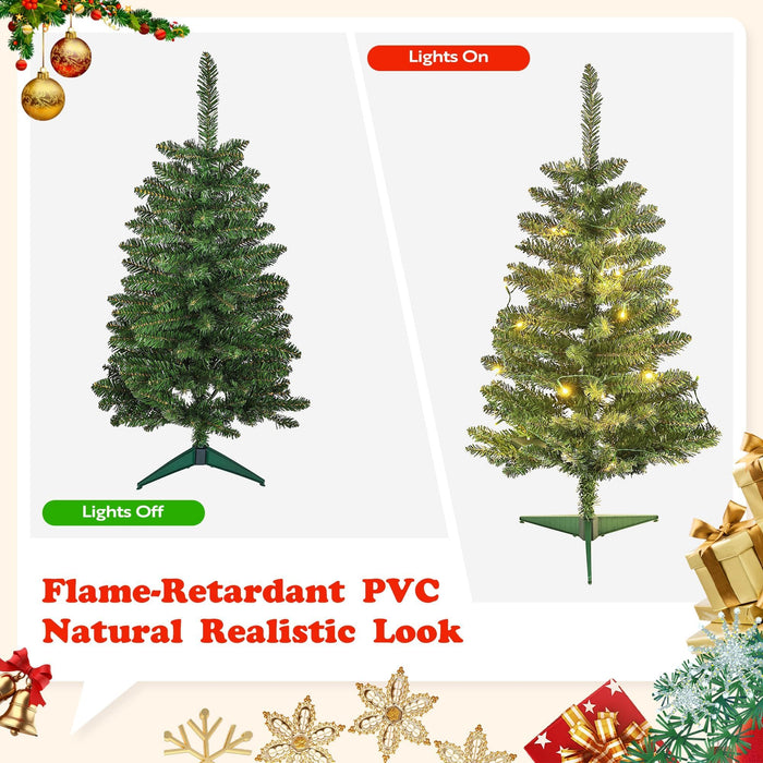 JPM Mini 3FT Artificial Christmas Tree for Tabletop, 50 LED Lights, 164 Branch Tips, Foldable Metal Base & Easy Assembly, Holiday Decor for Home, Office, Apartment