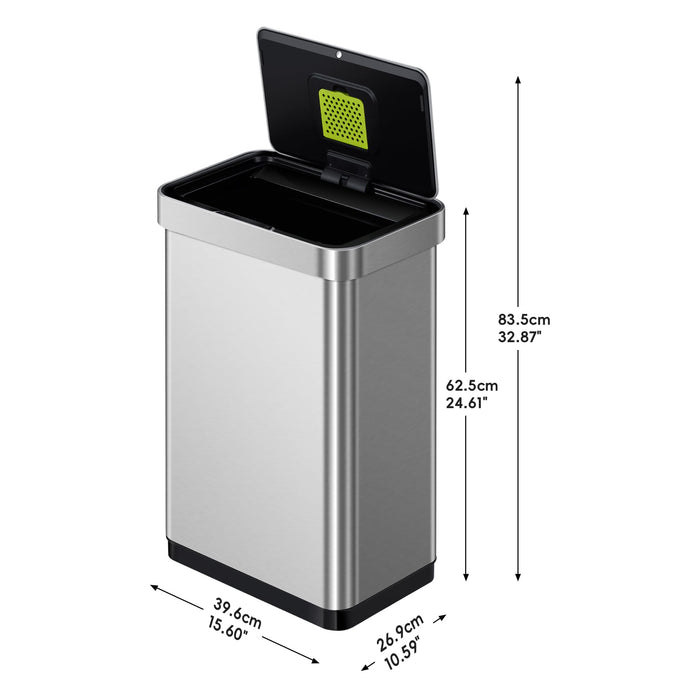 EKO - 45L Deluxe Mirage Trash Can, Auto Open and Close, Silver 10.2 gal. (45L), Stainless  Steel Lid Included