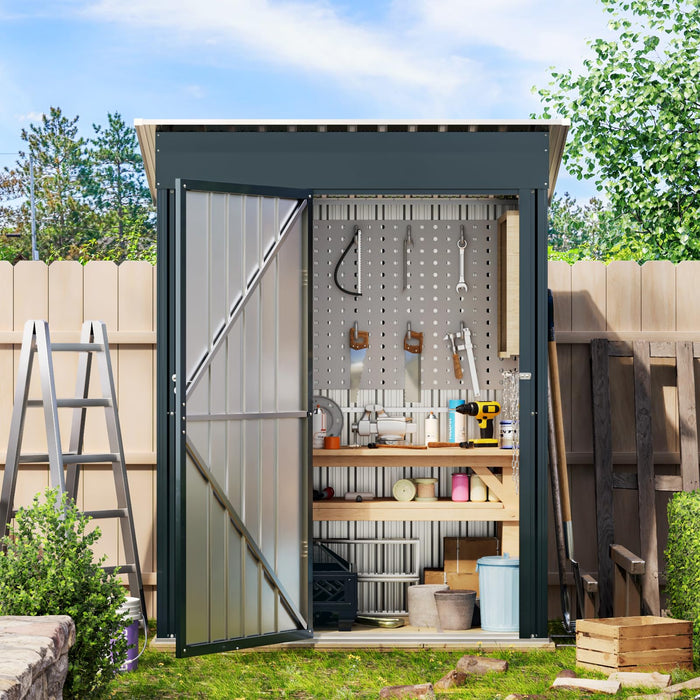 Wall Board 5x3 ft Metal Shed (Sliding Door), Galvanized Iron Color Steel - Height of Wall 170cm